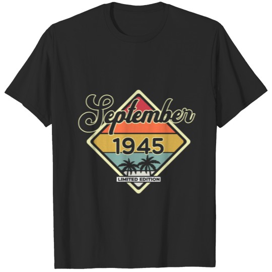 Discover Vintage 75th Birthday September 1945 Sports Gift T-shirt
