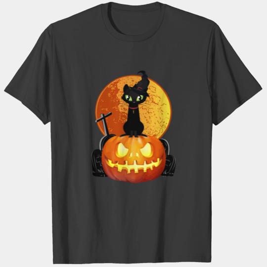 Vintage Black Cat Witch Scary Halloween Cat Shirt T-shirt