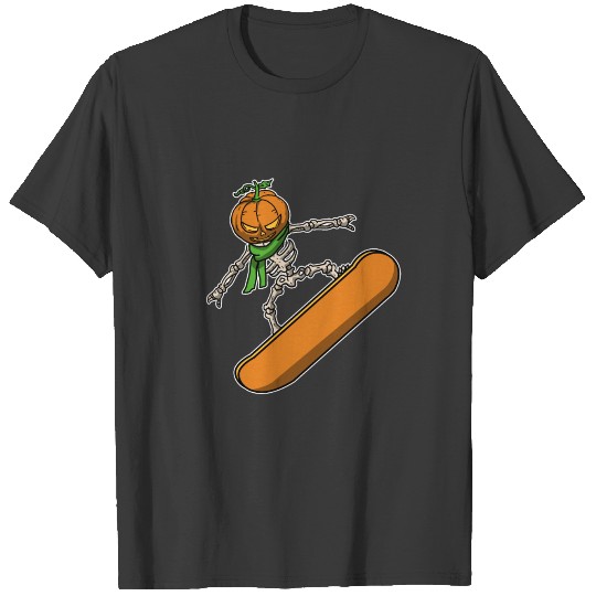 Funny Pumpkin Head Snowboarding Gift Idea T-shirt