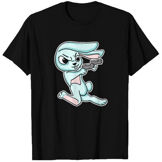 Bunny with gun cool illustration T-shirt