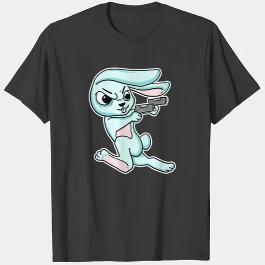 Bunny with gun cool illustration T-shirt