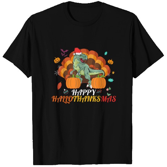 Th Hallothanksmas Dinosaur Halloween Thanksgiving T-shirt