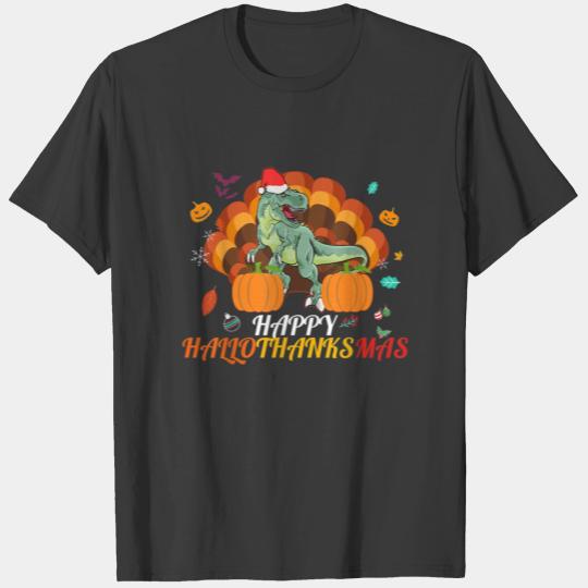 Th Hallothanksmas Dinosaur Halloween Thanksgiving T-shirt