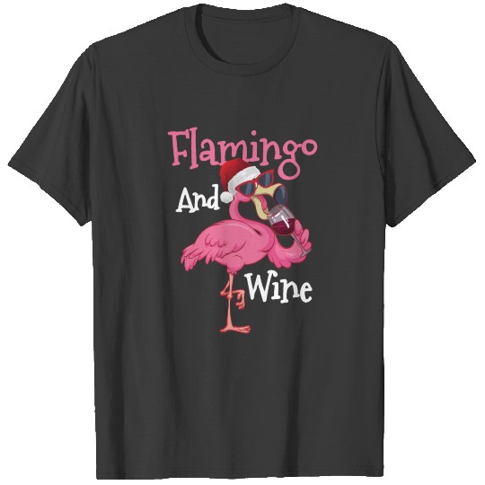 Flamingo Wine Christmas Funny Xmas Red Wine T-shirt