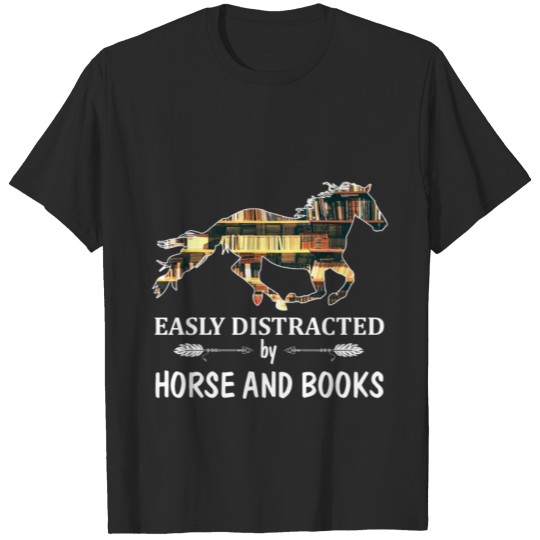 Discover Easily Distracted By Horse And Books T-shirt