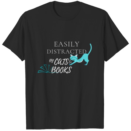 Discover Easily Distracted Cats And Books T-shirt