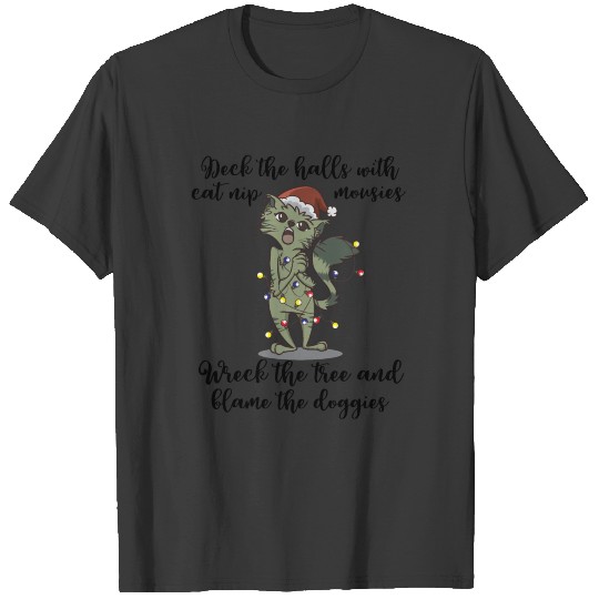 Christmas Carol Singer Cats Caroler for Cat Lovers T-shirt