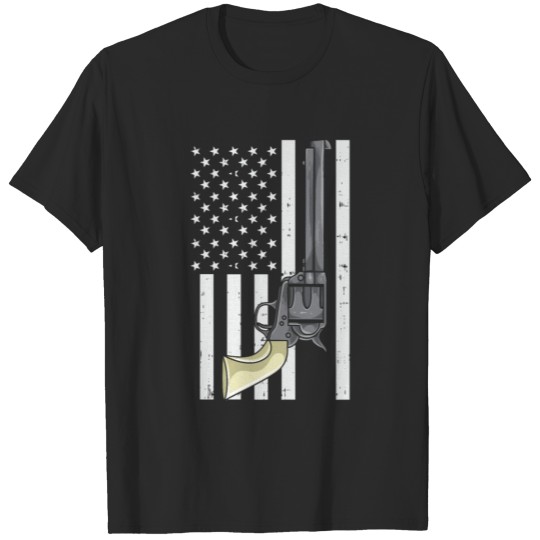 Retro American Flag - USA Patriotic Gun Owner Gun T-shirt