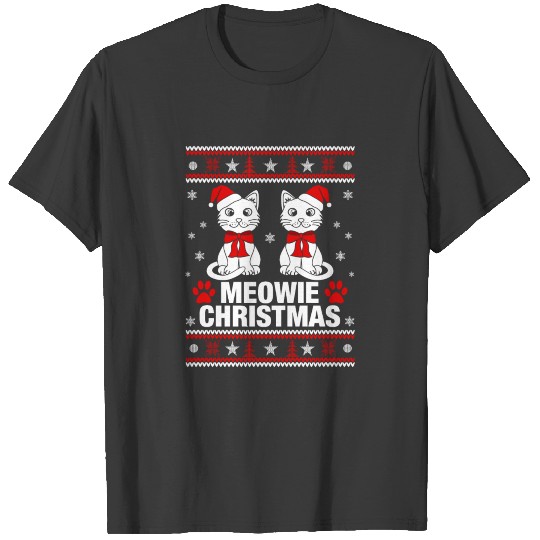 Meowie Cat Christmas Ugly Pattern Knitt T-shirt