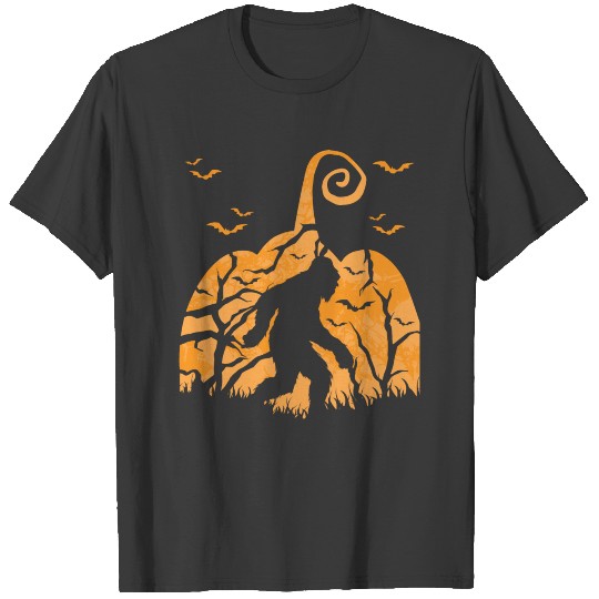 Halloween Bigfoot Pumpkin Scary Monster Yeti Gift T-shirt