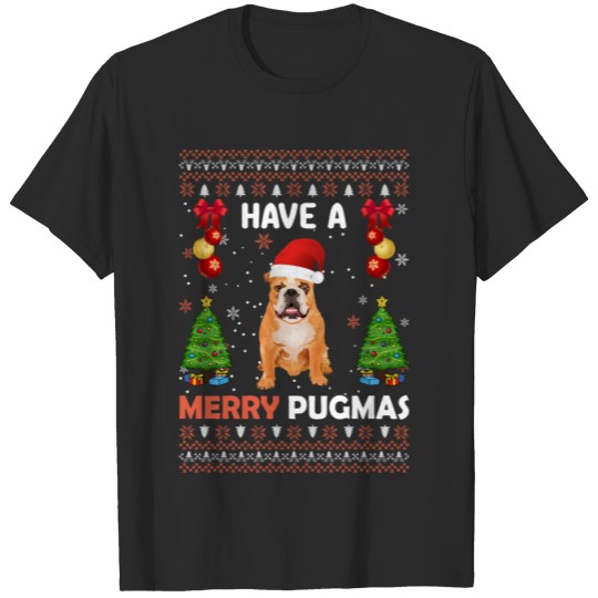 Discover Ugly Sweater Pug dog gift Santa T-shirt