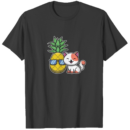 Pineapple Aloha Beaches Hawaii Cat Kitten T-shirt