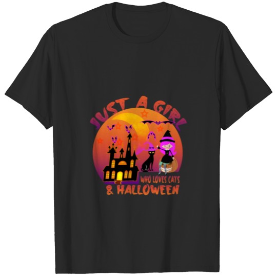 Discover JUST A GIRL WHO LOVES CATS AND HALLOWEEN T-shirt
