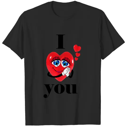 Discover I LOVE YOU HEART WITH CUTE FACE Black T-shirt