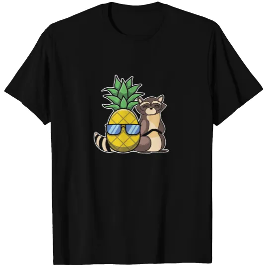 Pineapple Aloha Beaches Hawaii Raccoon Racoon T-shirt