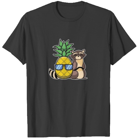 Pineapple Aloha Beaches Hawaii Raccoon Racoon T-shirt