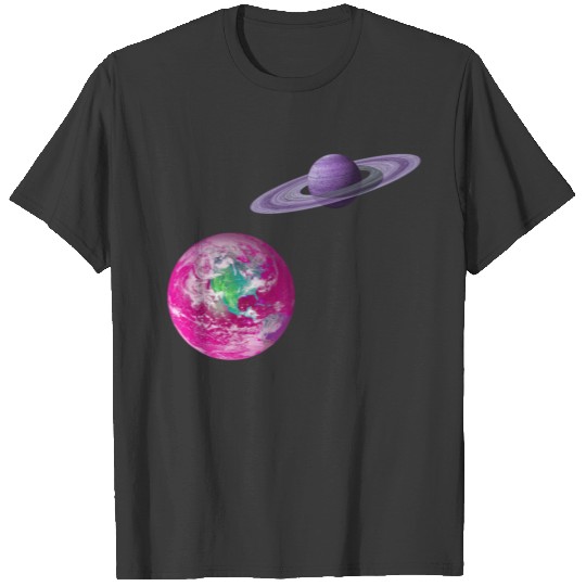 Saturn Earth Planets Universe Colored T-shirt