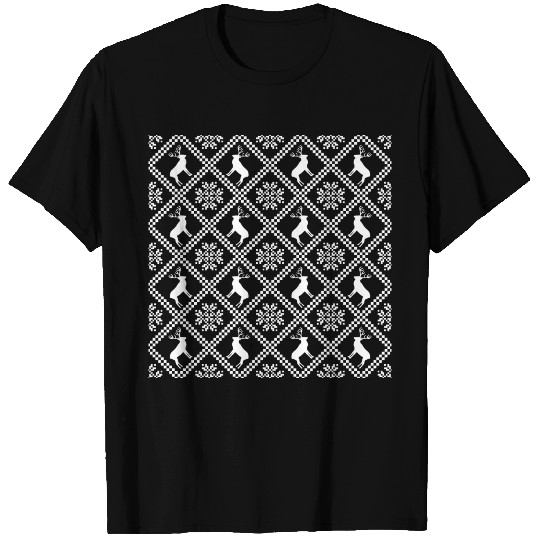 Christmas Pattern Reindeers Snowflakes T-shirt