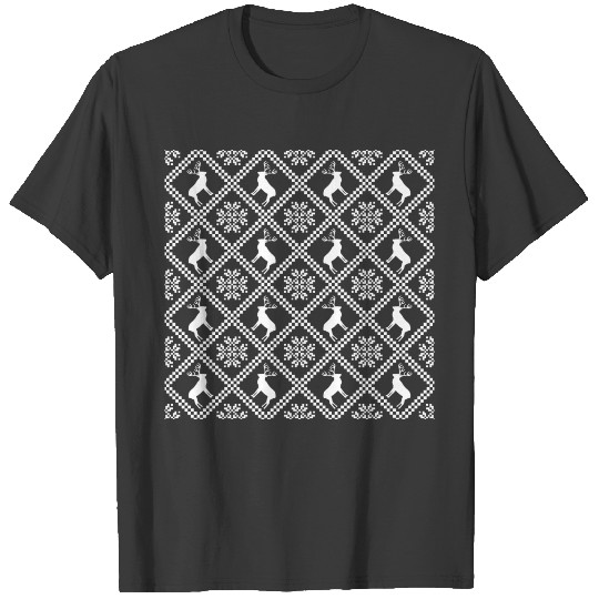 Christmas Pattern Reindeers Snowflakes T-shirt