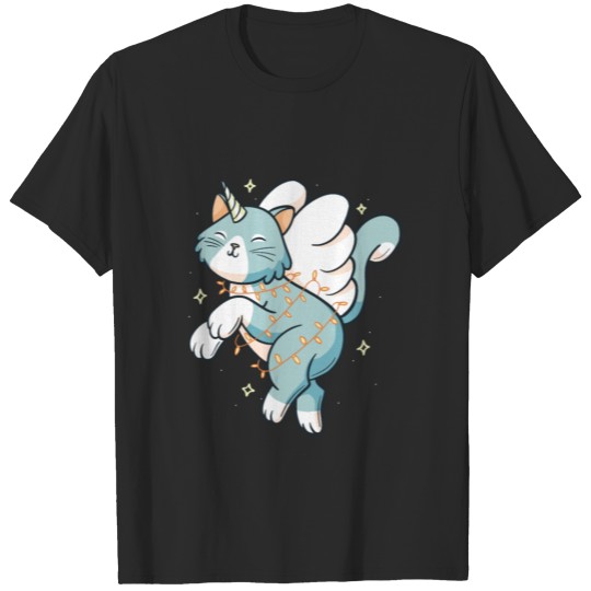 Discover Funny unicorn cat cartoon funny kitten xmas T-shirt