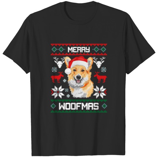 Discover Corgi Dog Merry Woofmas Christmas Gift T-shirt