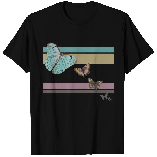 Pastel Butterflies Colorblock Graphics T-shirt