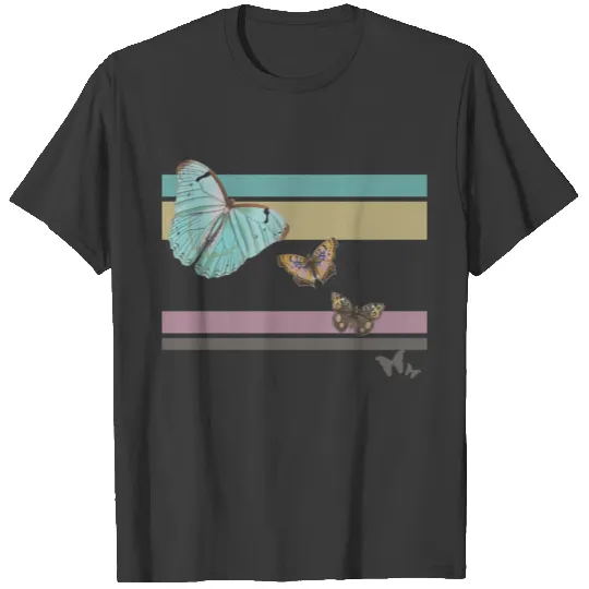 Pastel Butterflies Colorblock Graphics T-shirt