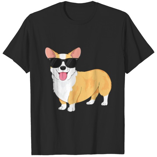 Vintage Cool Corgi for Boys Kids Dog Sunglasses T-shirt