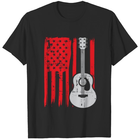 Discover American Flag Acoustic Guitar Shirt - Patriotic A T-shirt