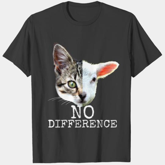 No Difference Saying Pro Vegan Gift Lamb Cat Lover T-shirt