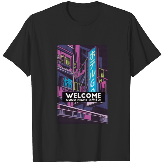 Discover Vaporwave Neon Hotel welcome good night T-shirt