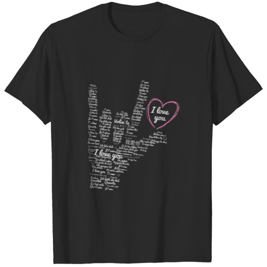 I Love You Asl Sign In Multi Languages Graphic Asl T-shirt