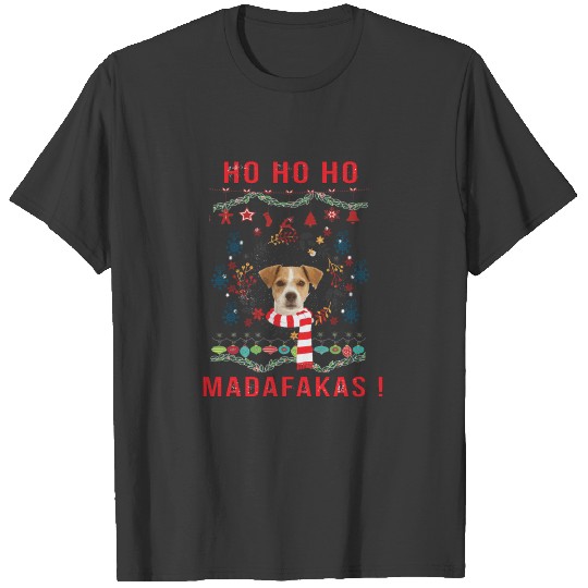 Jack Russell Terrier Christmas Ho Ho Ho Madafaka T-shirt