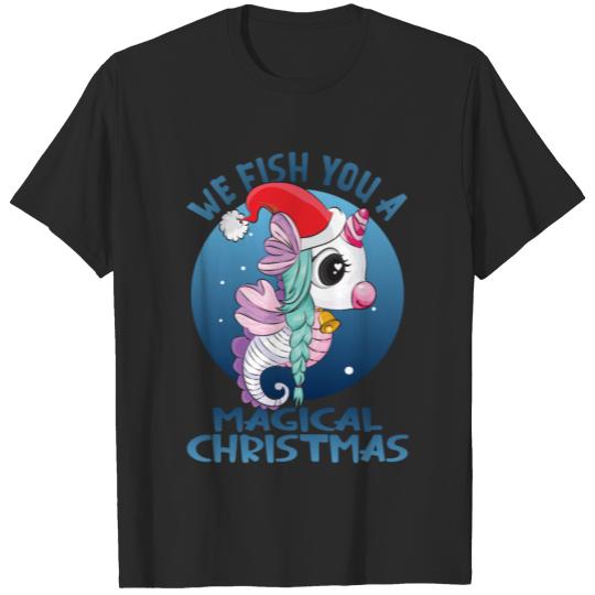 Discover We Fish You A Magical Christmas Einhorn Seepferd T-shirt