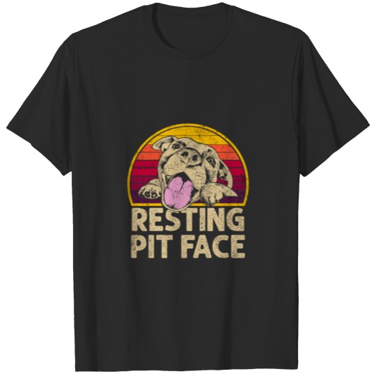 Discover Dog Pitbull Resting Pit Face Funny Gift For Pitbul T-shirt