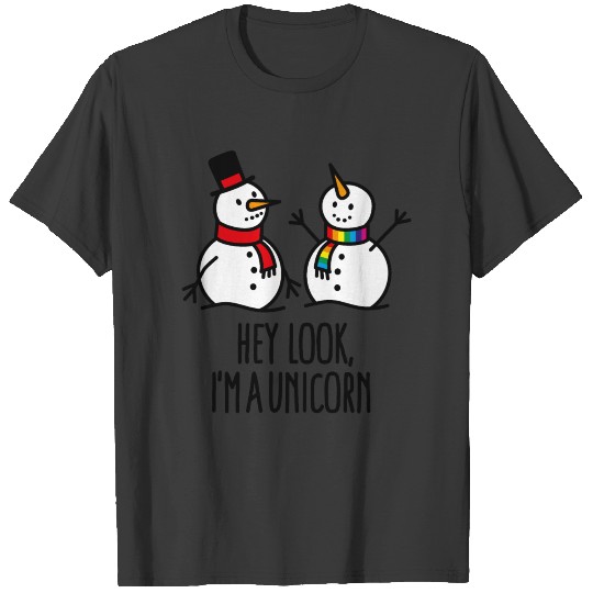 Hey look I'm a unicorn snowman funny Christmas T-shirt