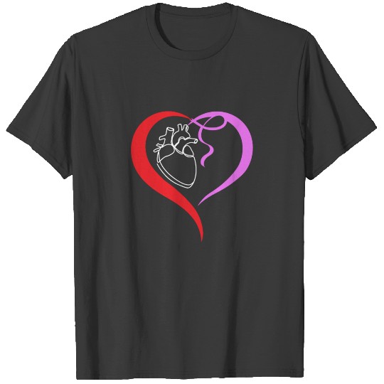 Heart Ribbon Breast Cancer Awareness Breast Cancer T-shirt