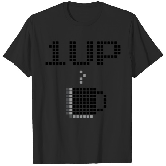 Discover Coffee Cup 1UP Pixelart Funny Gamer Office Humor T-shirt