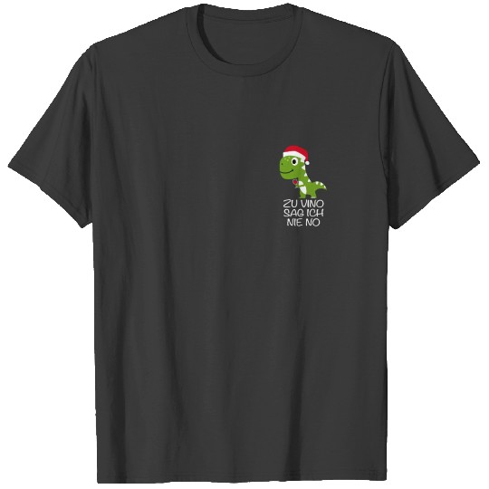 Discover Dino Christmas hat red wine dinosaur wine poison T-shirt