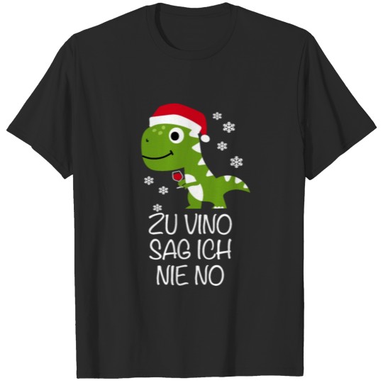 Discover Red wine dinosaur wine dino with Santa hat T-shirt