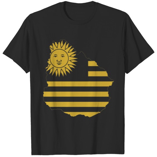 Discover Gold Flag map of Uruguay T-shirt
