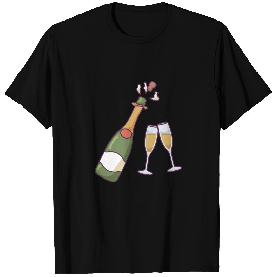 Champagne Bottle and Glasses T-shirt