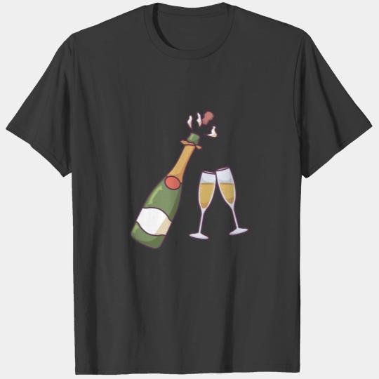 Champagne Bottle and Glasses T-shirt
