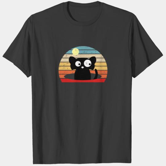 Black Cat Scary Black Cat Face Peeping Outside T-shirt