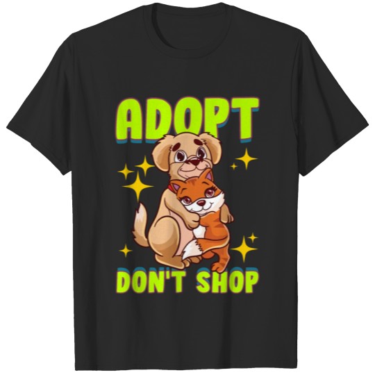 Discover Cute Cat & Dog Adopt Don't Shop T-shirt