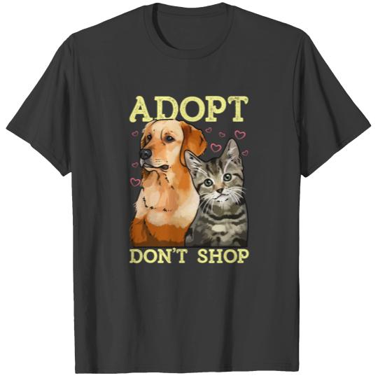 Adopt Don't Shop Cute Cat & Dog Rescue Adoption T-shirt