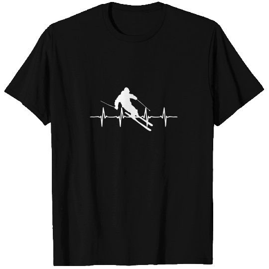 Skiing Heartbeat ECG Ski Mountains T-shirt