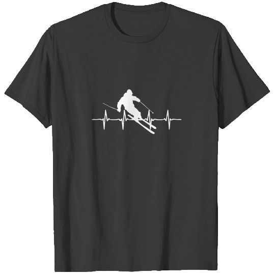 Skiing Heartbeat ECG Ski Mountains T-shirt
