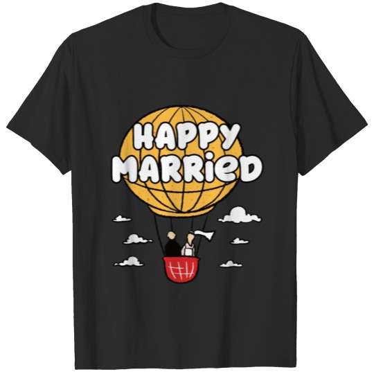 Discover Happy Married Hot Air Balloon Love Ride T-shirt