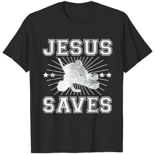 Jesus Saves Ice Hockey Goalie T-shirt